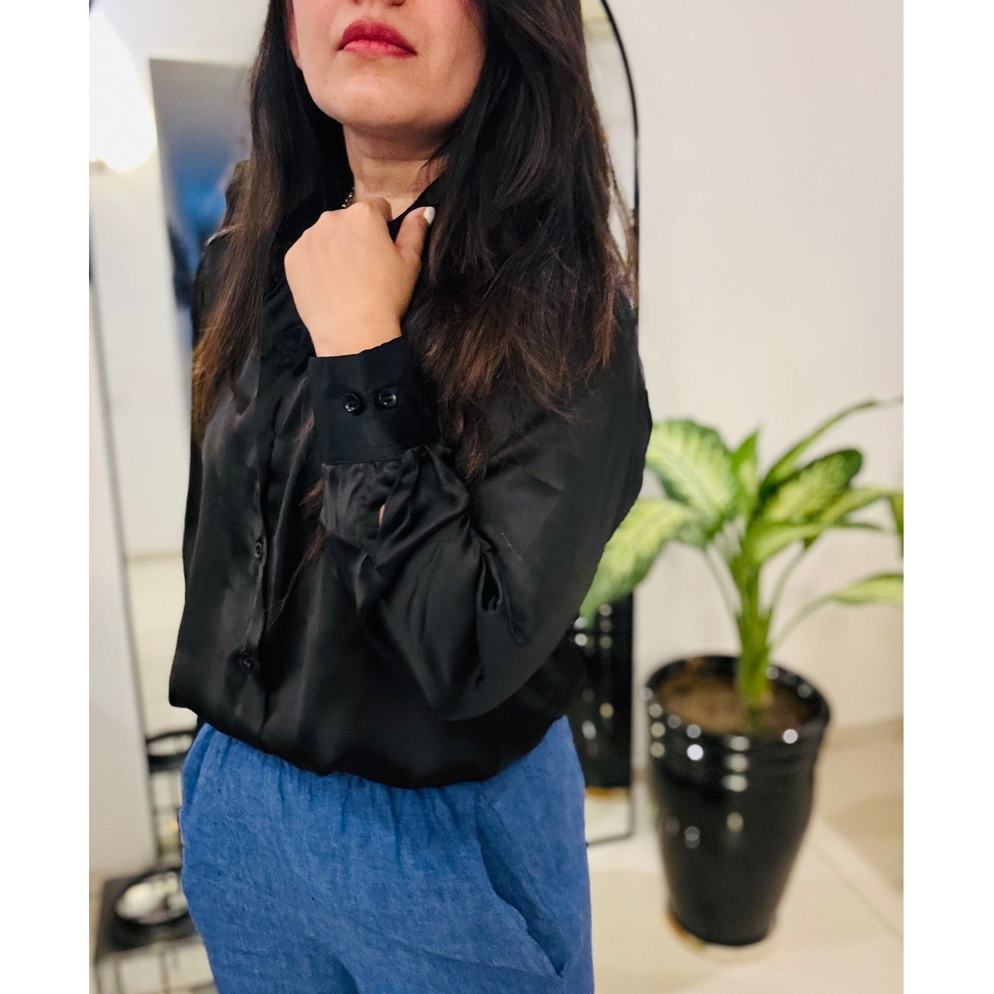 Perfect Midnight Satin Shirt