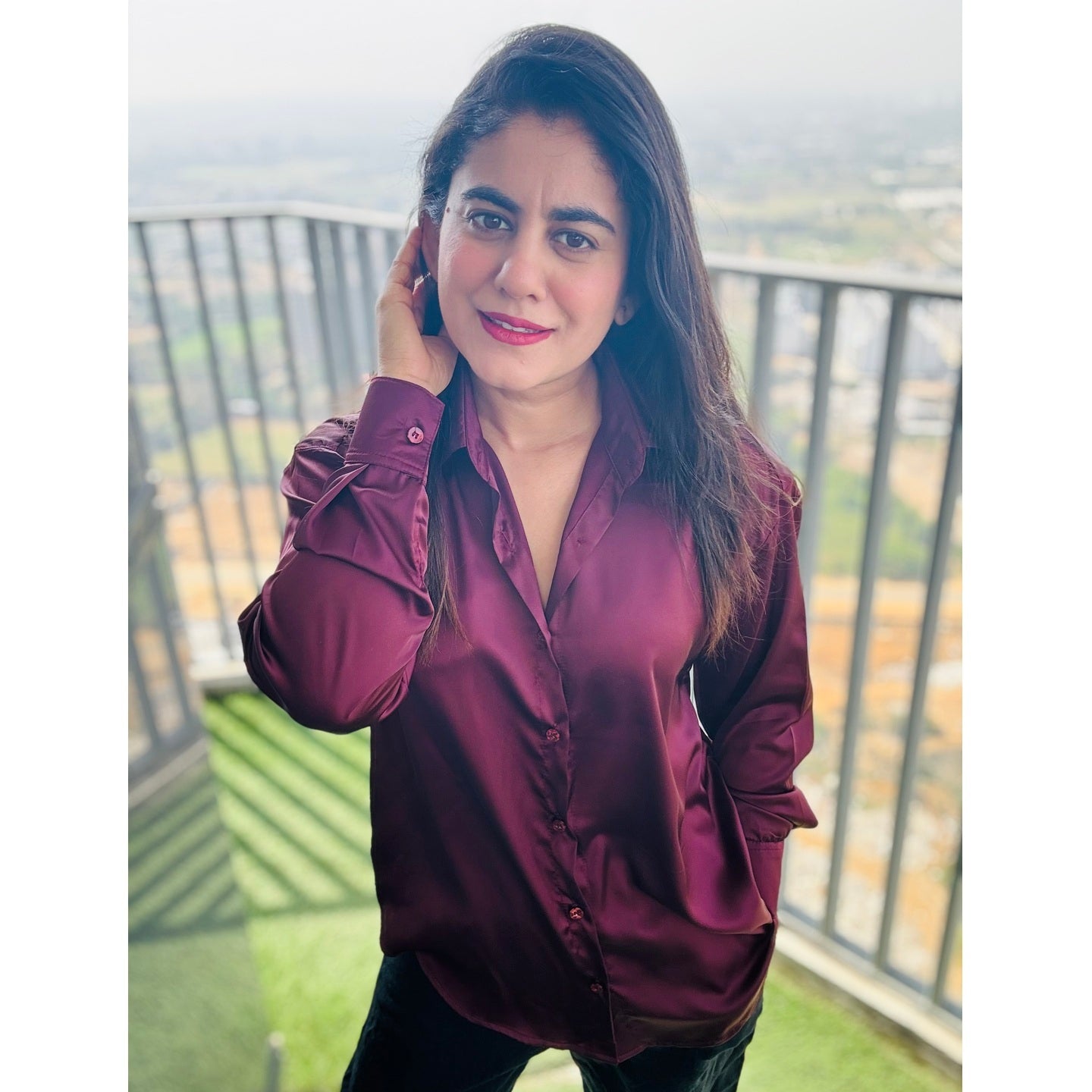 Satin Dream Shirt (Wine colour)
