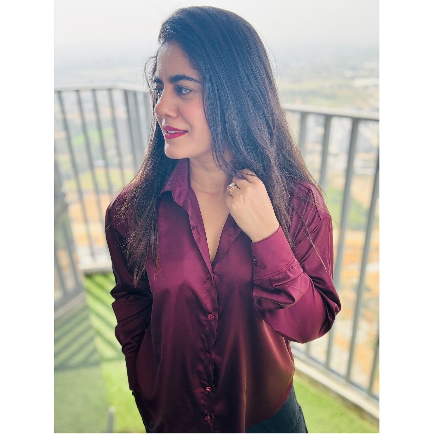 Satin Dream Shirt (Wine colour)